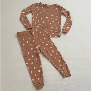Petit Lem Brown Floral Kids Pajamas Size 18 Months
